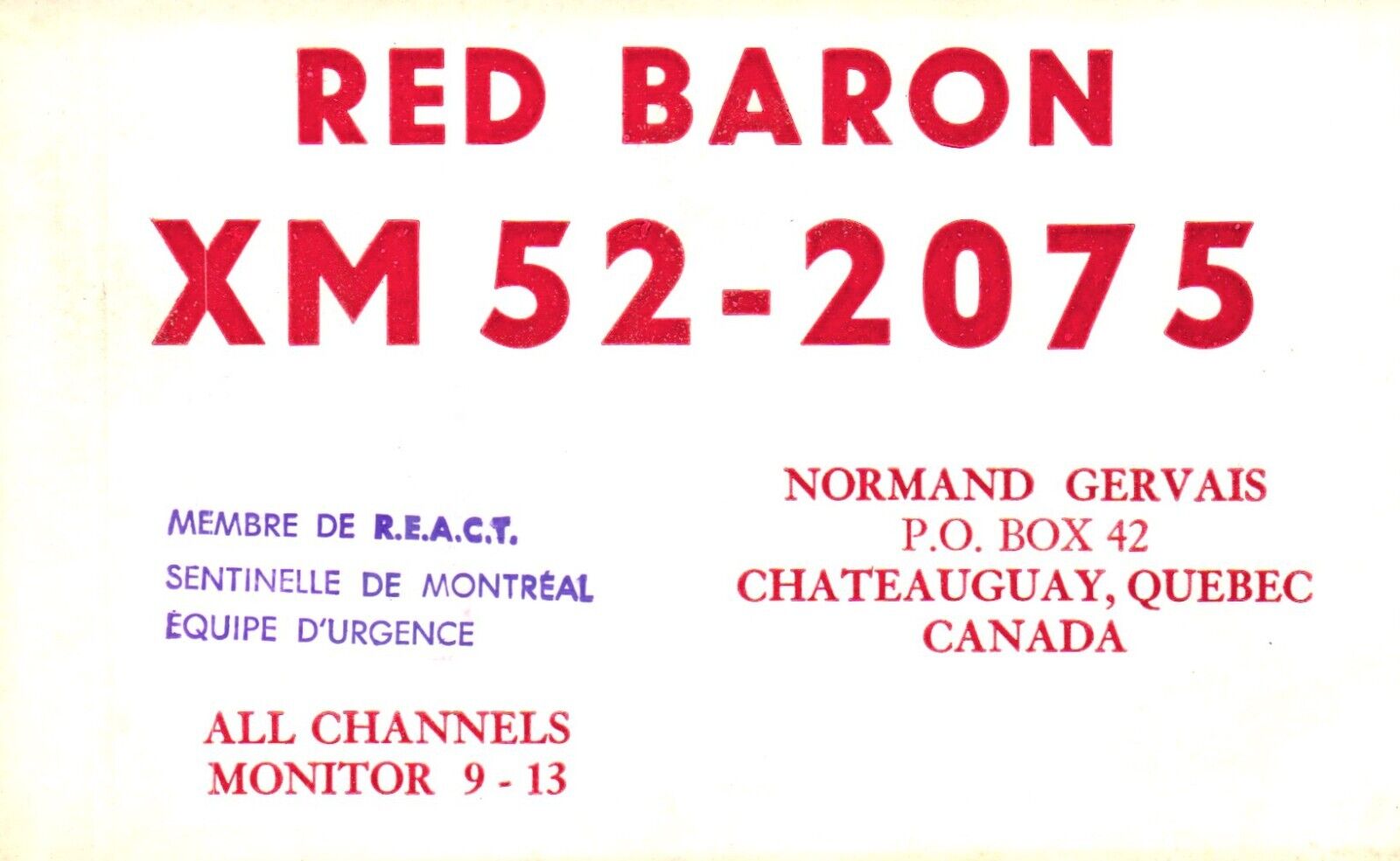 Chateauguay Quebec Canada XM52-2075 QSL Radio Card Postcard