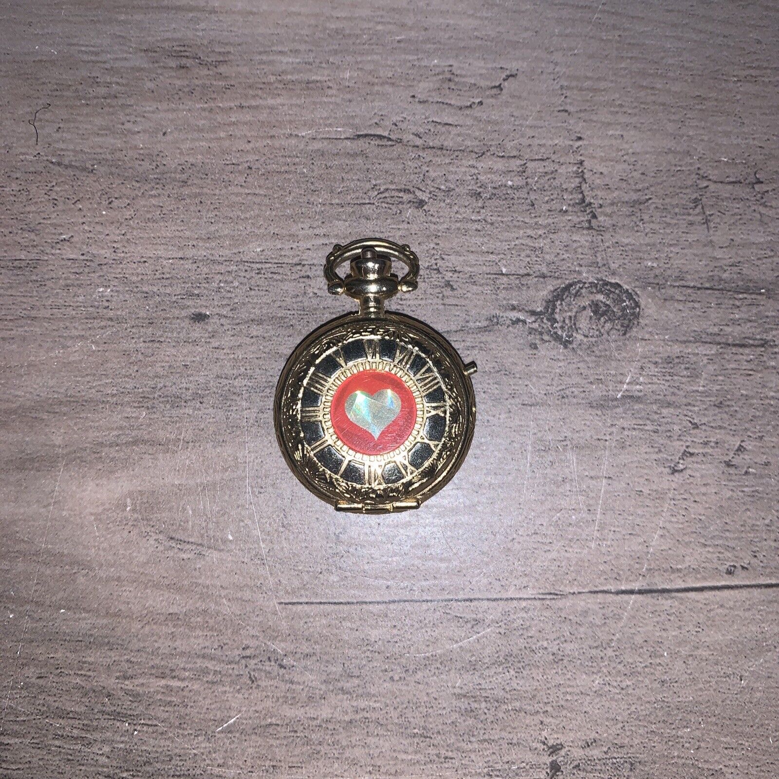 Quartz Gold Heart Digital Clock Locket - Dead Battery - Untested - As Is