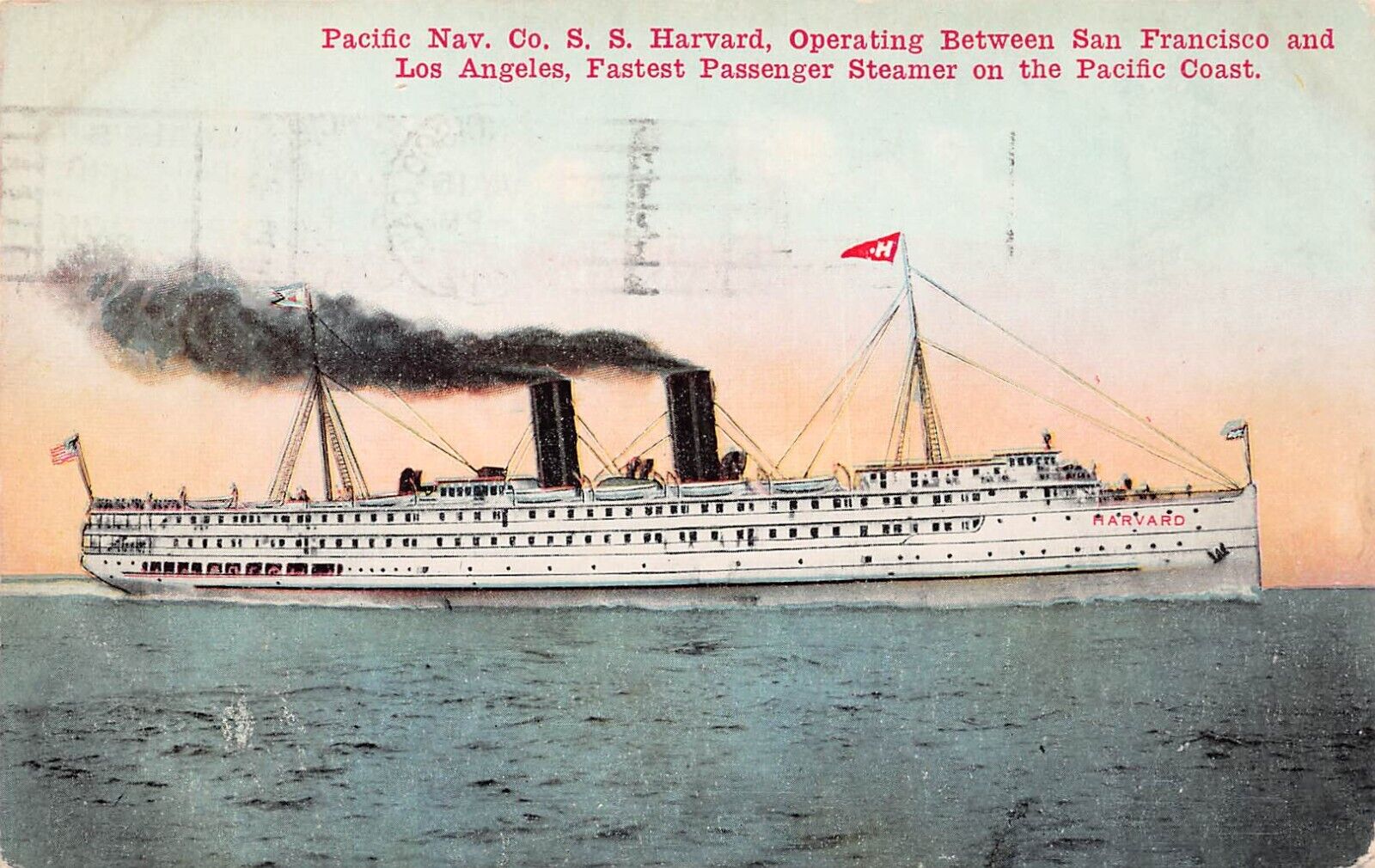 SS Harvard Steamship pre 1918 Military Navy commission USS Charles Postcard D6