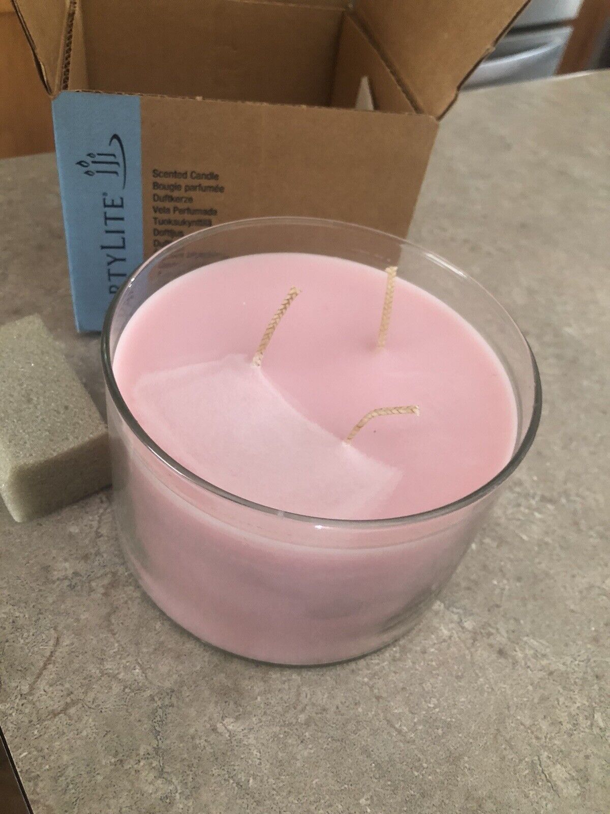 Partylite Strawberry Rhubarb Scented Jar Candle 3-wick 17.3 oz NEW NIB