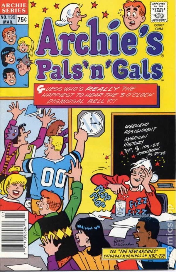 Archie\'s Pals \'n\' Gals #195 VG 1988 Stock Image Low Grade
