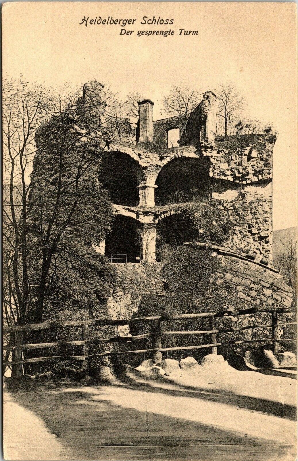 Heidelberg Castle the Blown Up Tower 1908 Heidelberger Schloss Foreign Postcard
