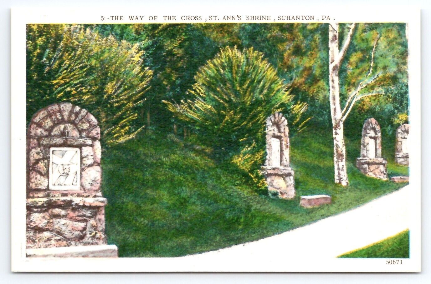 The Way of the Cross St. Anne\'s Shrine Scranton PA Postcard White Border WB