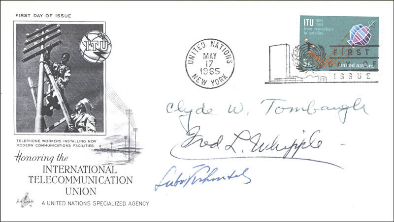 CLYDE WILLIAM TOMBAUGH - FIRST DAY COVER SIGNED WITH CO-SIGNERS