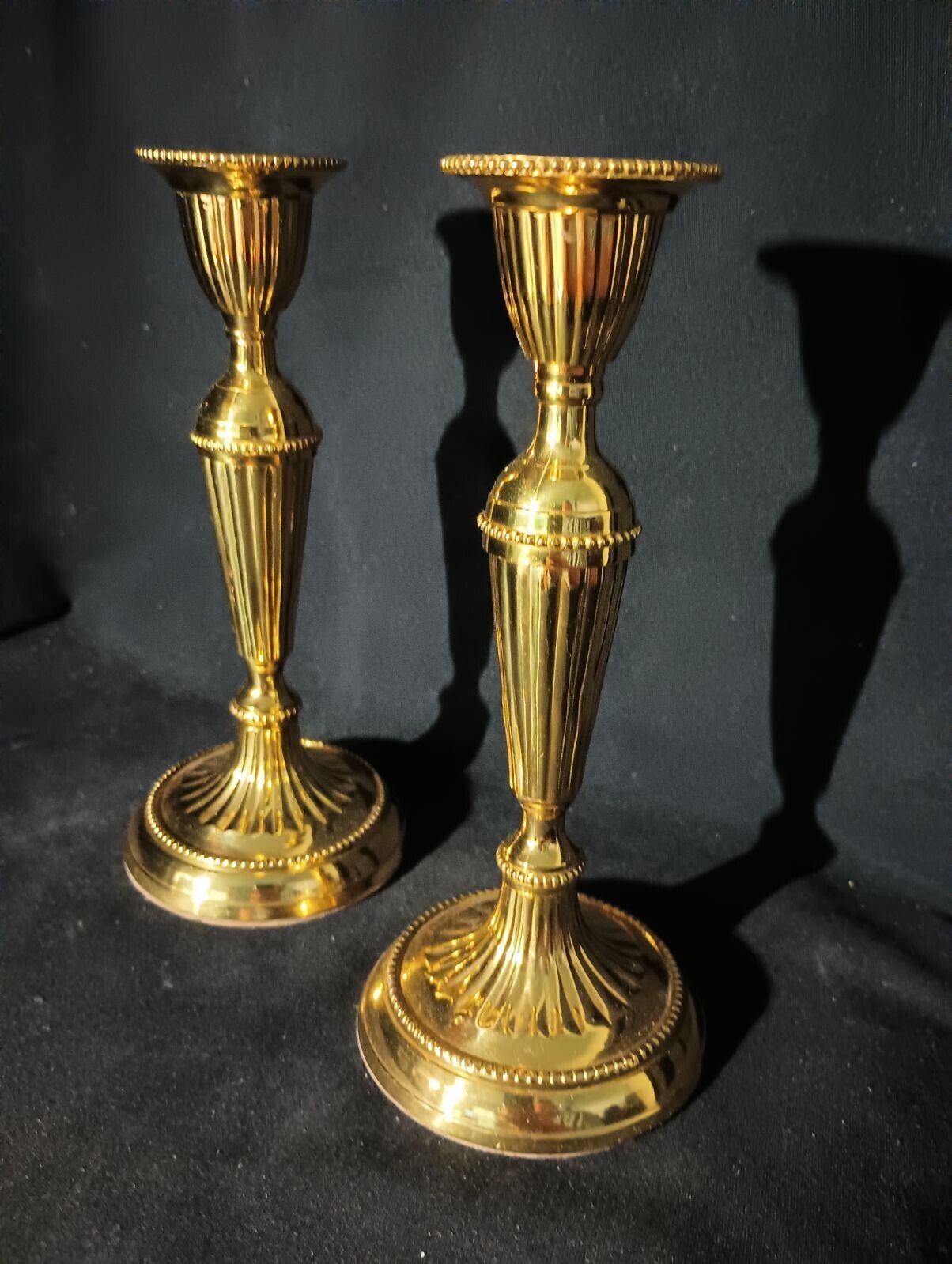 Pair of 7.5-inch brass single-light candlesticks