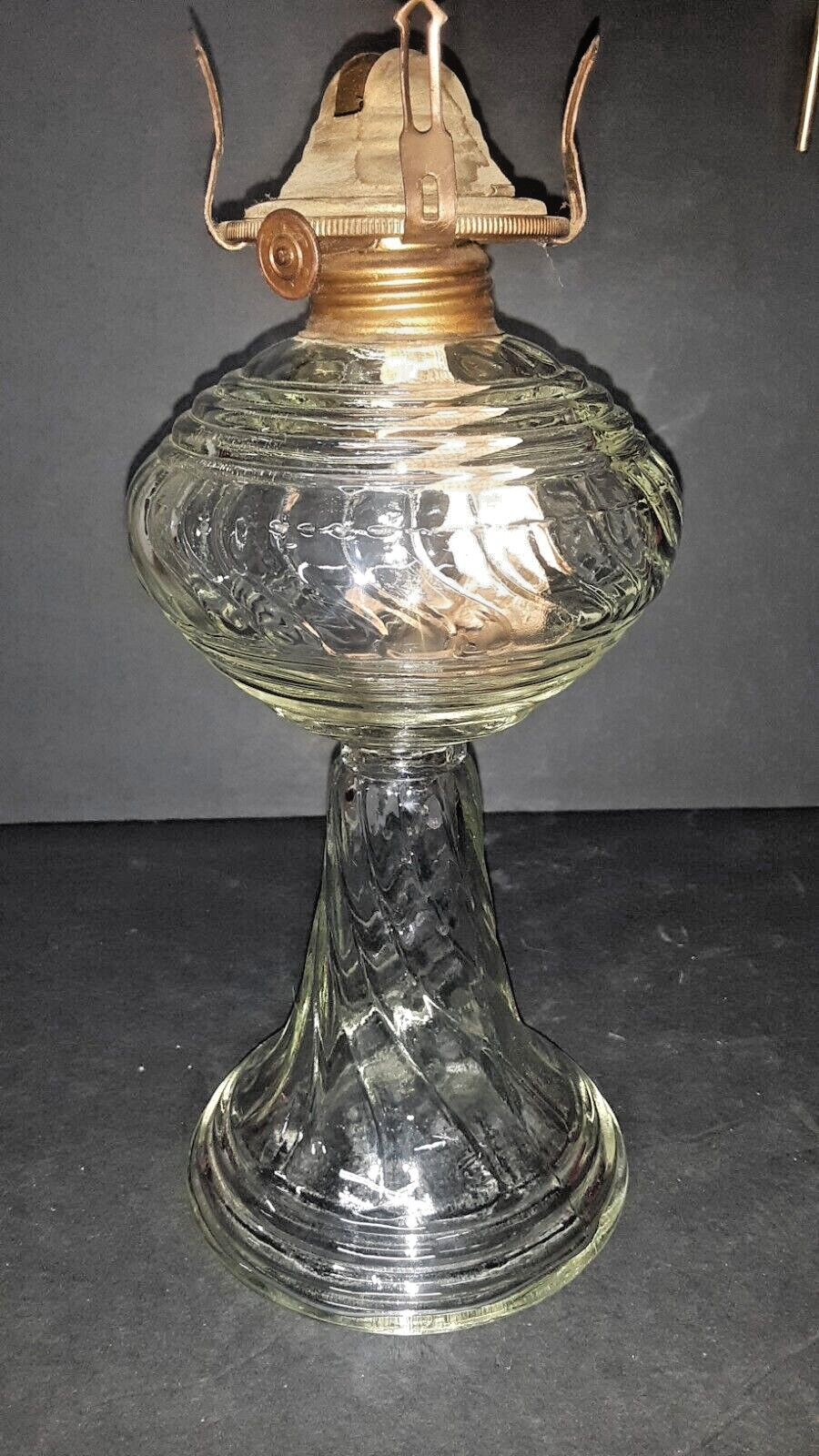 Vintage DABS Clear Glass Oil/ Kero. Lamp Made in Portugal W/BURNER /WICK 10