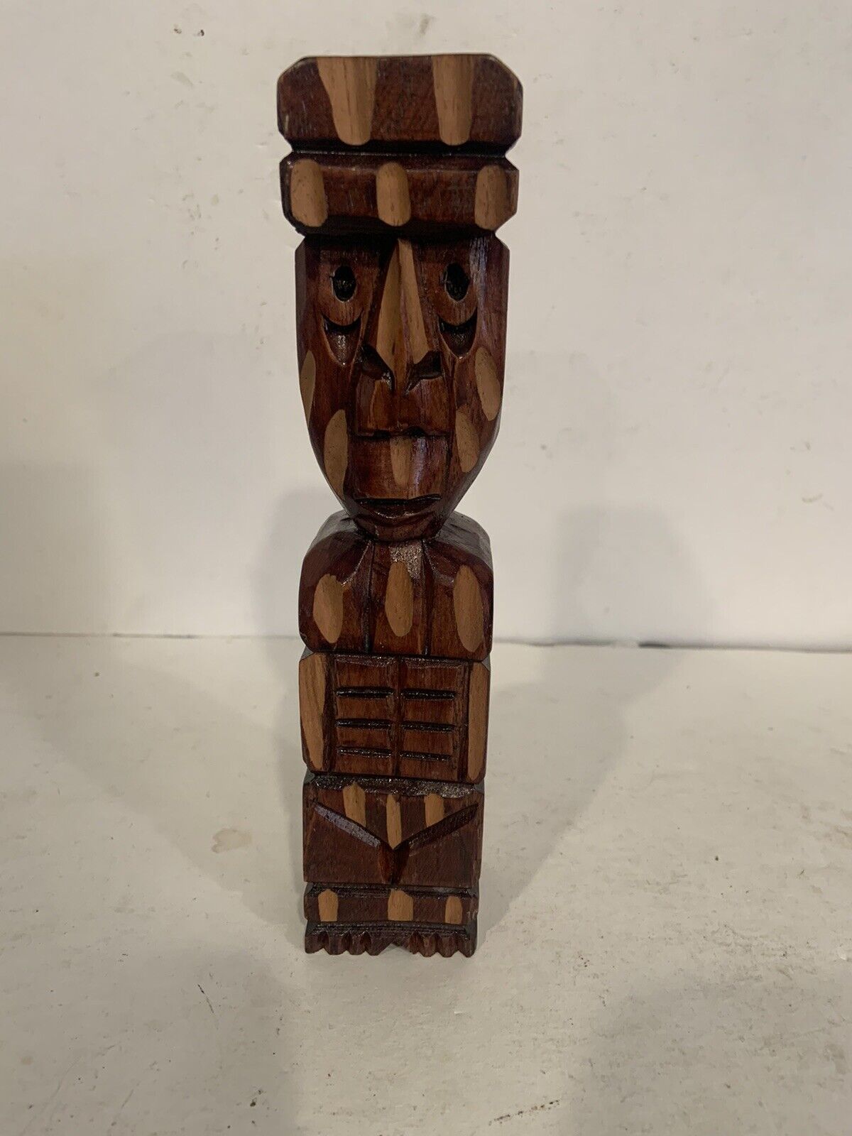 Vintage Wooden Totem Statue Handmade From Panama 10” Unique Item See All Photo
