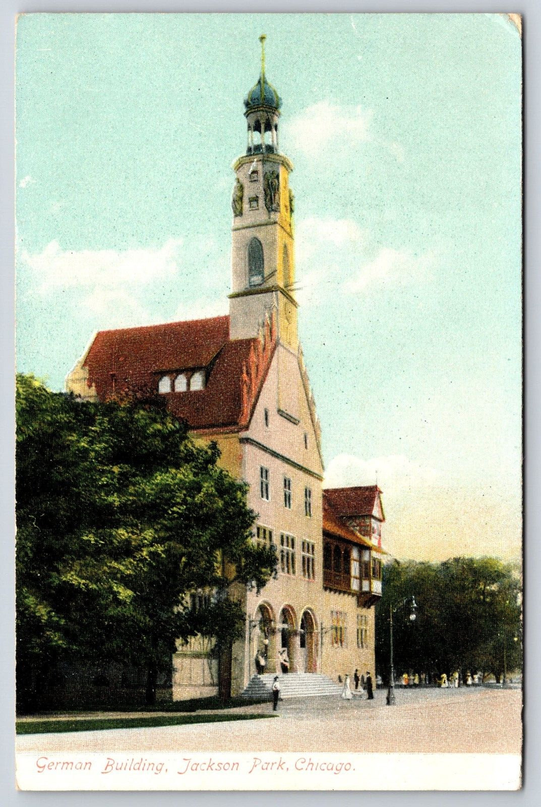 Original Vintage Antique Postcard German Building Jackson Park Chicago Illinois