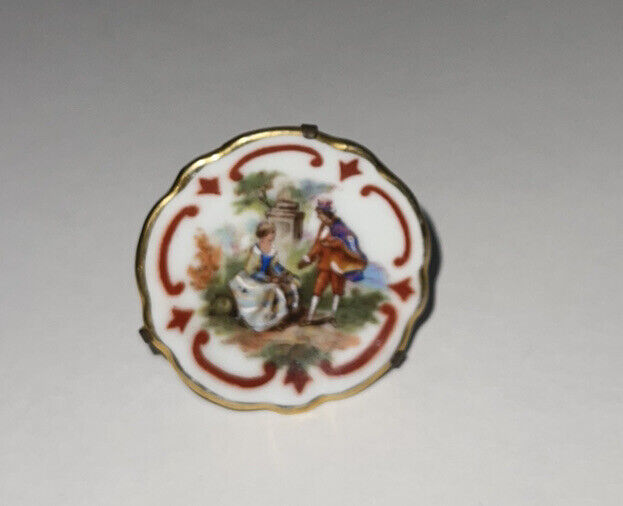 VTG Limoges Mini Wall Plate Attached Metal Stand Victorian 1-2\