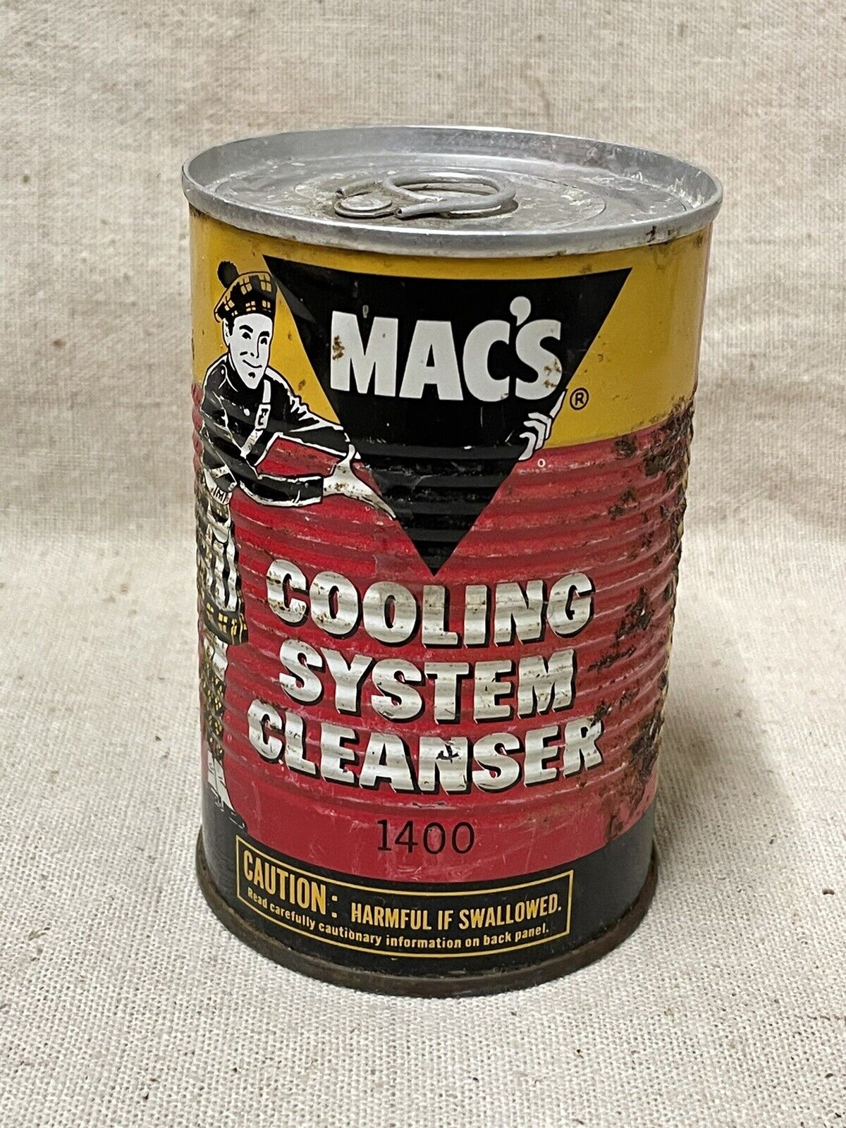 Vintage Mac\'s Cooling System Cleanser 1400 Metal 16oz Can with Dried Up Contents