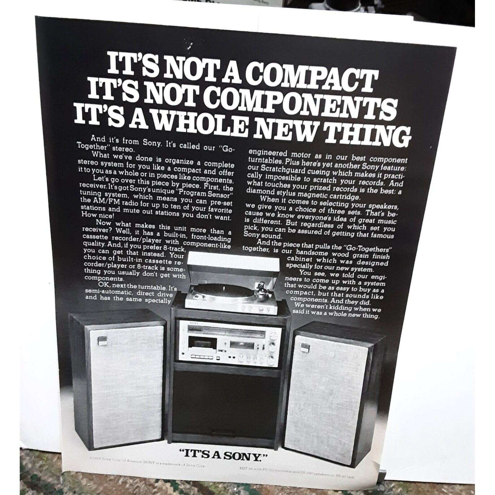 1978 Sony Stereo System Ad Vintage Print Ad 70s Original