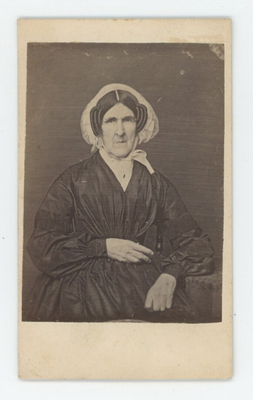 Antique CDV Circa 1870s Lovely Older Woman in Bonnet Kertson & Thompson New York