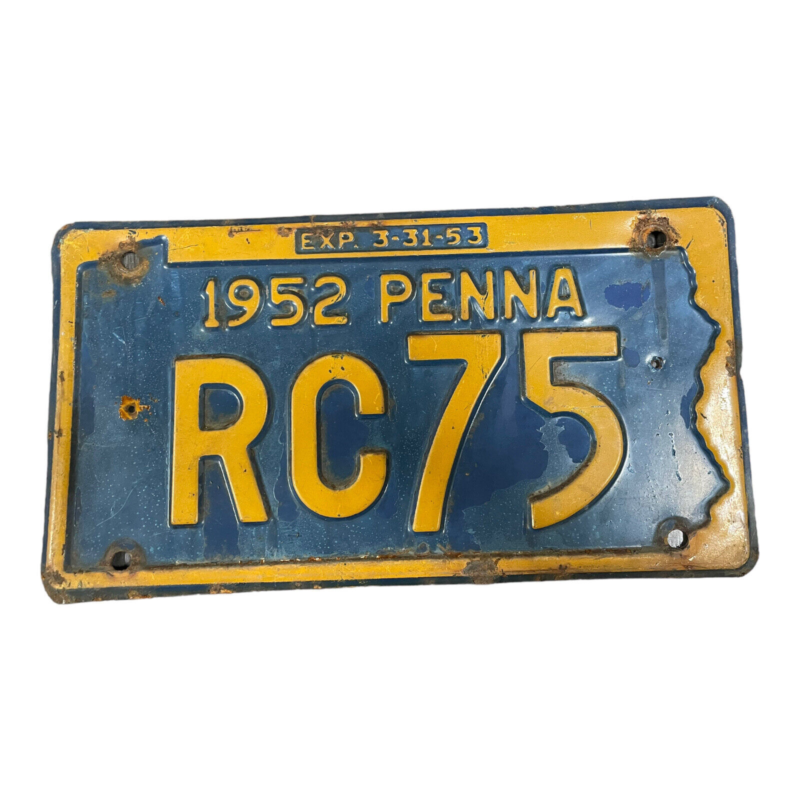 1952 Pennsylvania License Plate RC75 Man Cave Garage Classic Car Decor