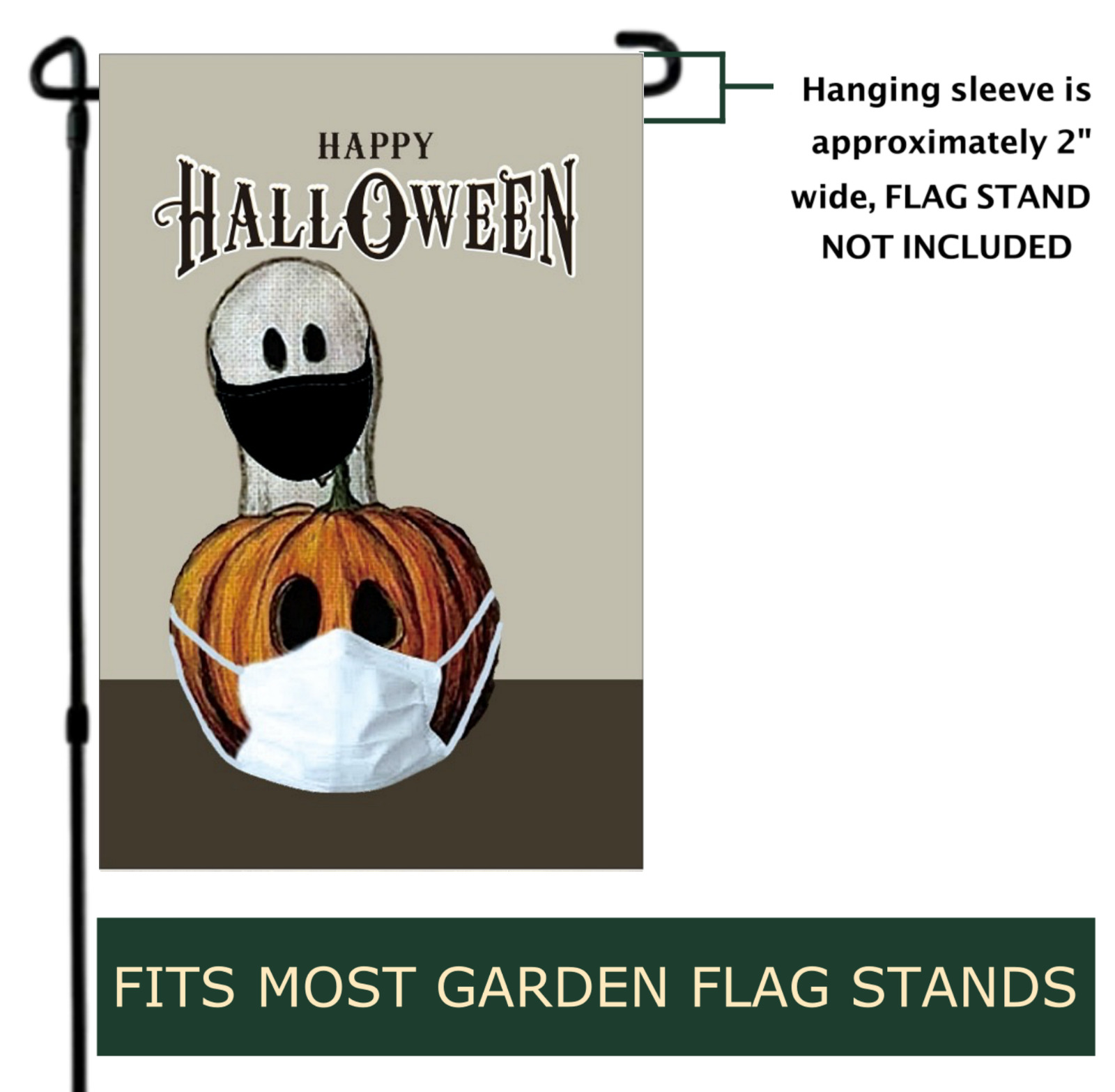 Happy Halloween Quarantine Mask Trick Treat Garden Decorations Yard Flag 2020