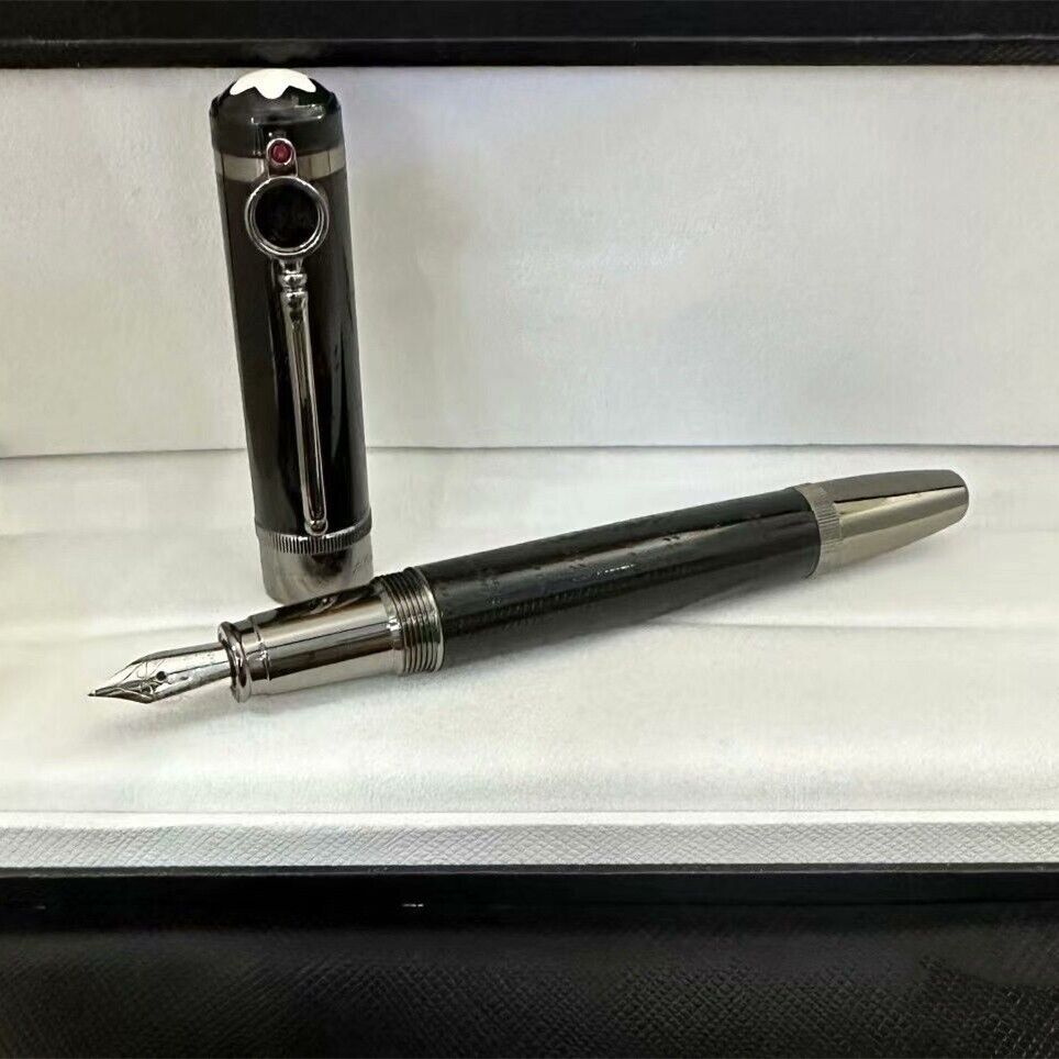 Deluxe Doyle Series Black - Grey Clip Medium nib Fountain Pen No Box