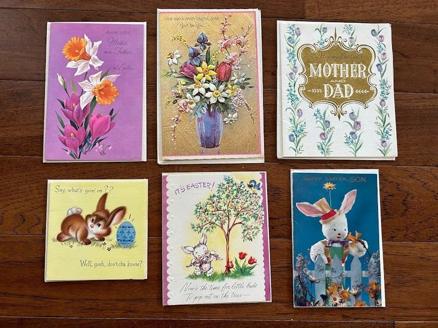 NOS New Old Stock Lot of 6 Vintage Easter Greeting Cards Unused