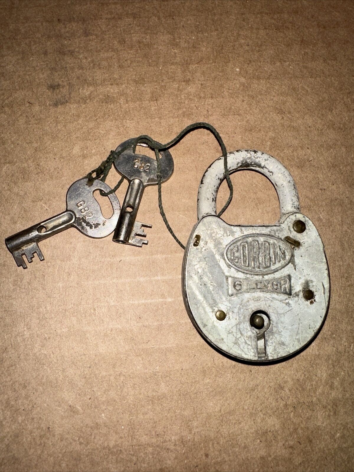 Antique Corbin  *6 LEVER* Padlock & 2 Keys - working condition