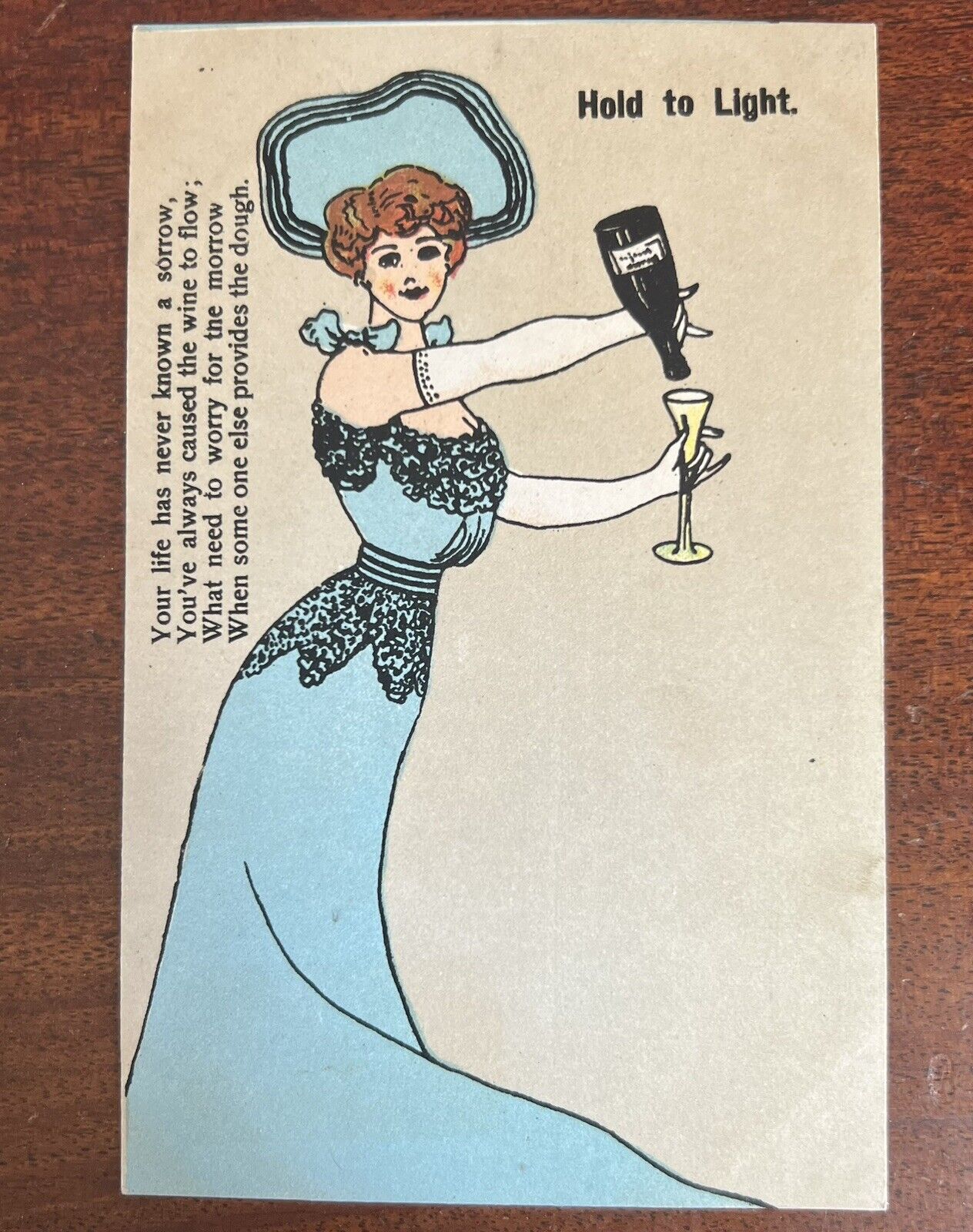 ATQ 1906 Hold-To-Light HTL Postcard Woman Champagne Hidden Men Sugardaddies