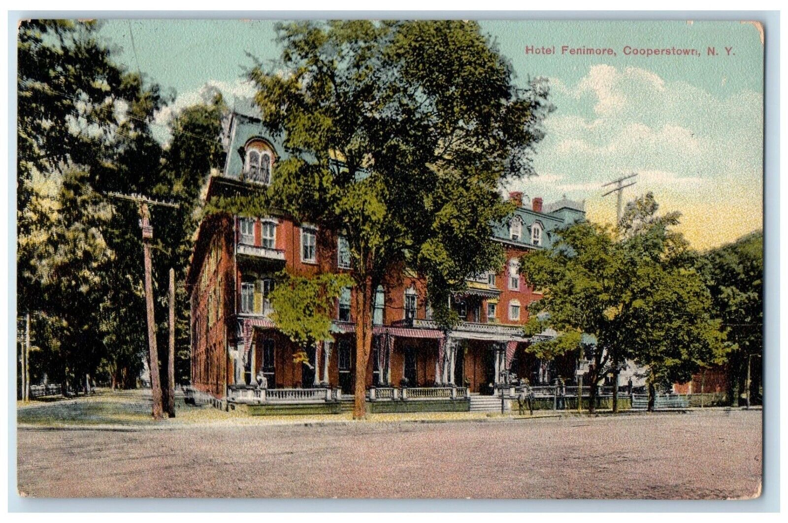 1913 Hotel Fenimore Street Road House Exterior Cooperstown New York NY Postcard
