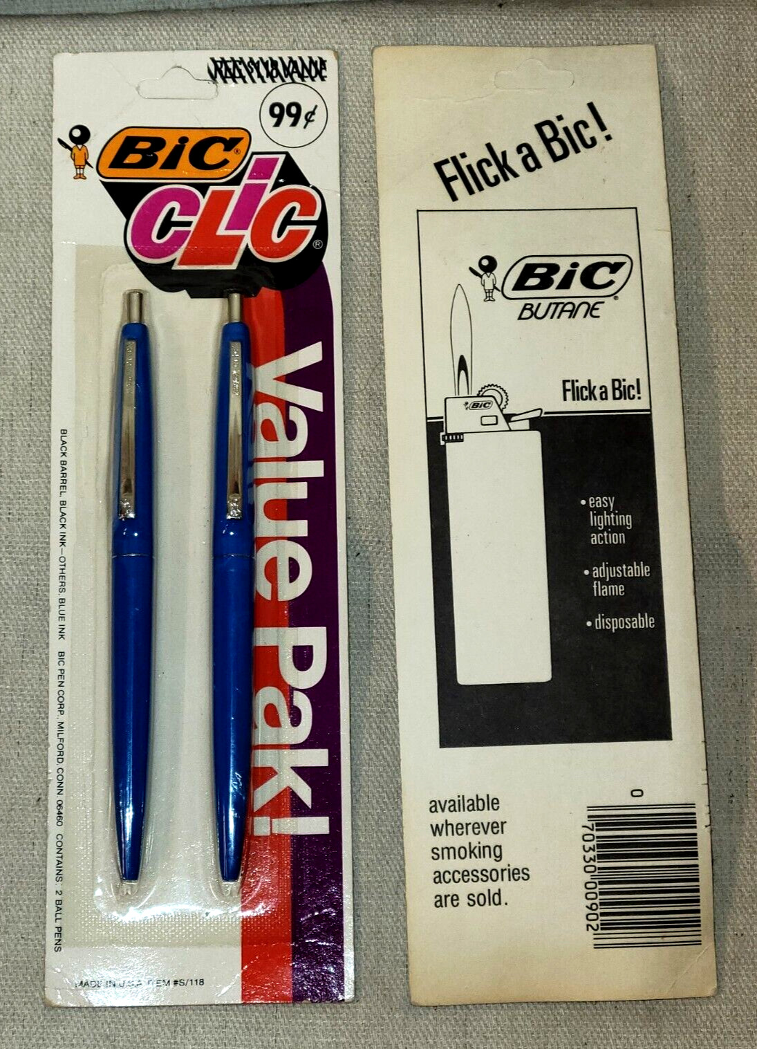 Vintage New Old Stock Bic Clic Value Pak Includes 2 Ball Pens With Blue Ink