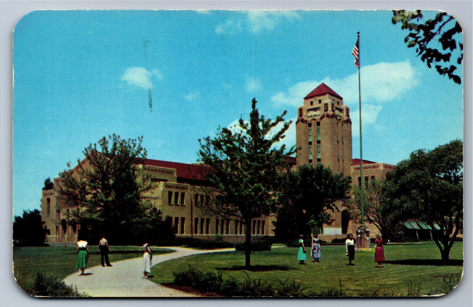 Postcard KS North High School c.1950\'s Wichita Kansas S1
