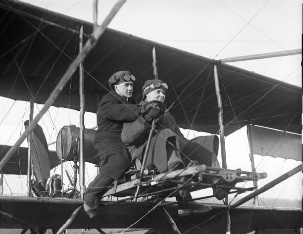 1916 Two Pupils Learning To Fly A Biplane At Hendon Flying Old Photo