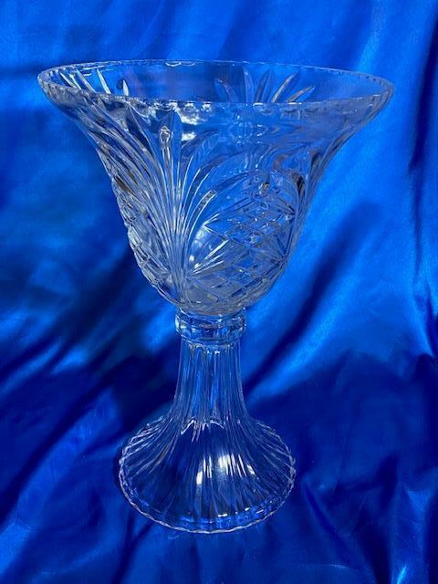 Very LARGE Cut Glass Footed Vase - 14.35\