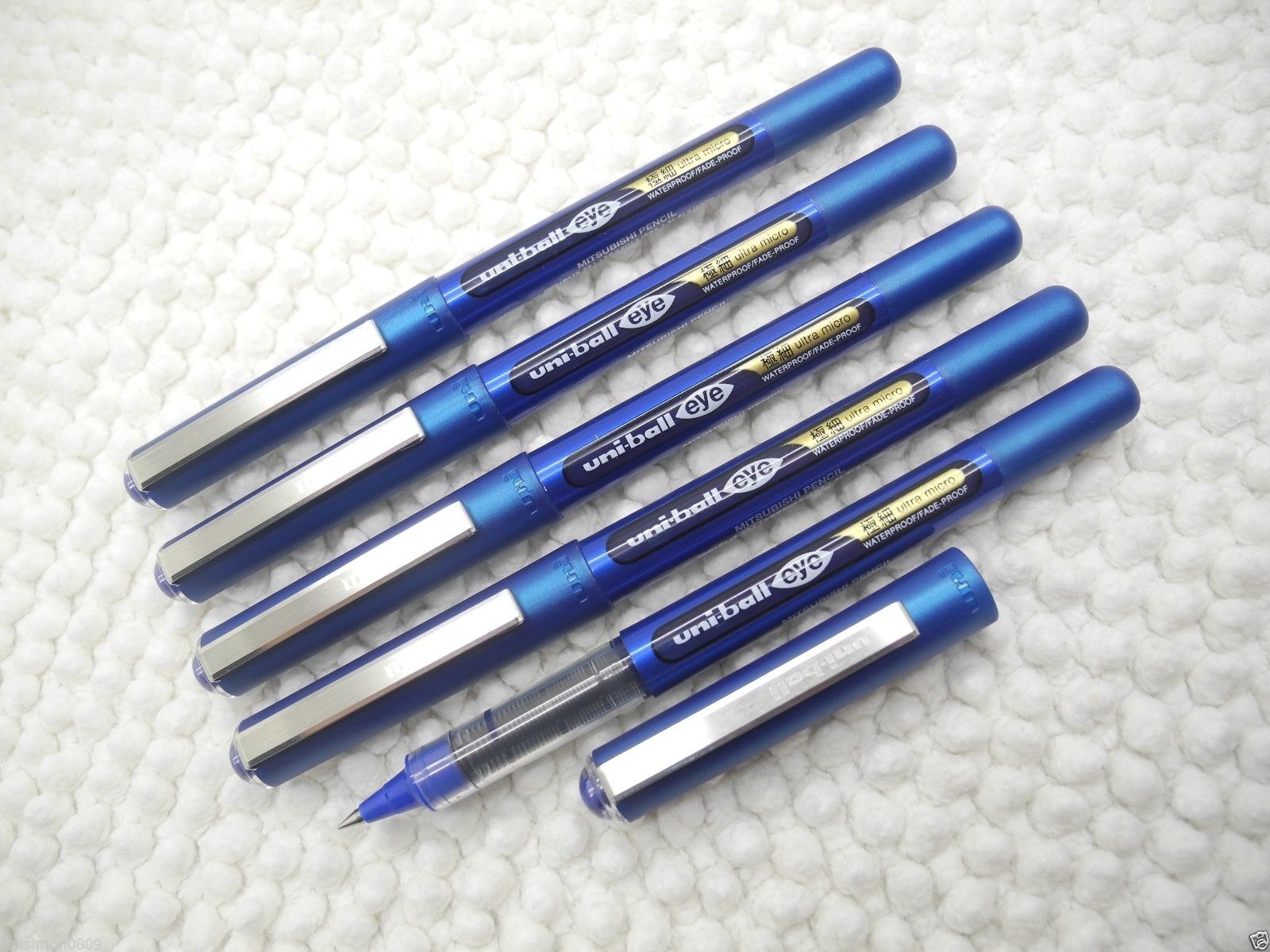 5pcs Uni-Ball eye UB-150-0.38mm Ultra Micro roller ball pen Blue(Made in Japan