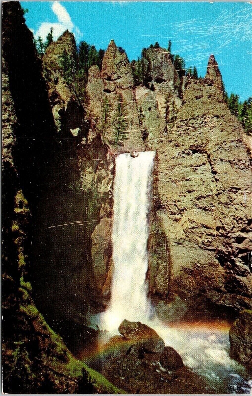 Tower Fall Creek Yellowstone River National Park Postcard PM Cody WY Cancel WOB