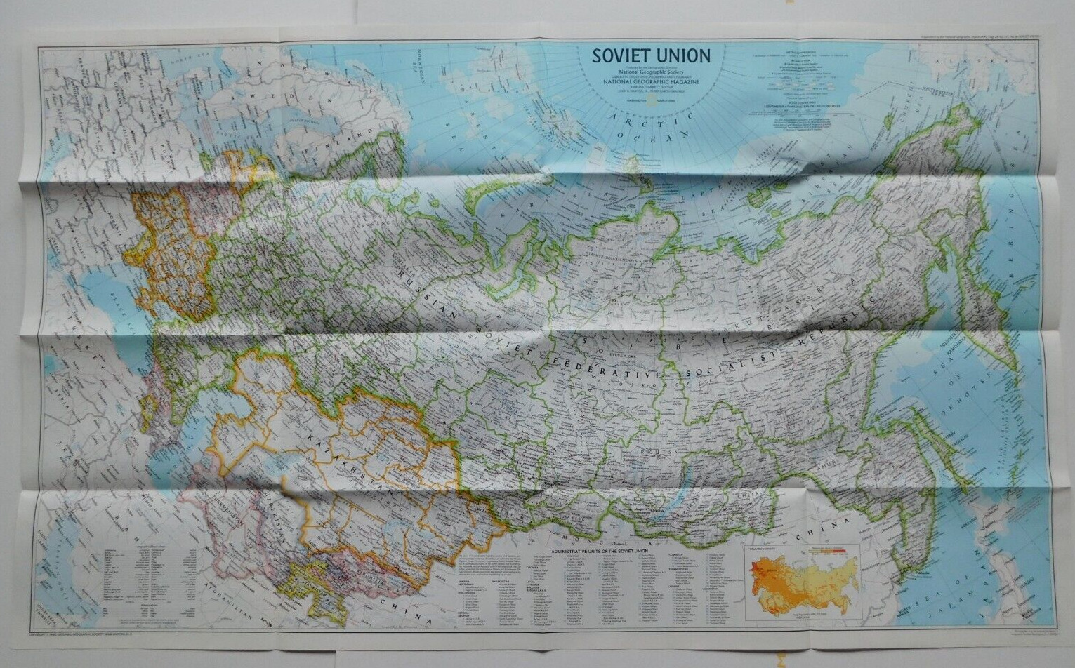 Soviet Union - 1990 National Geographic Map - 22 x 36.5 inch