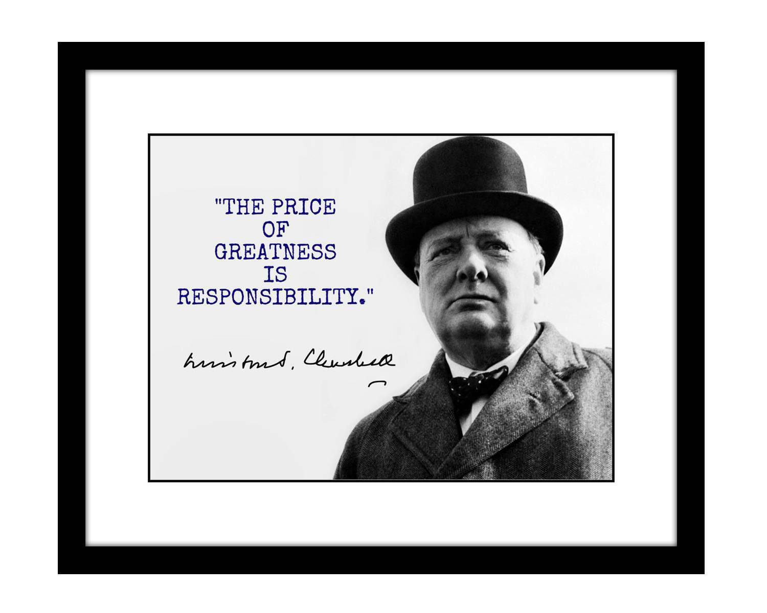 Winston Churchill 8x10 Signed photo print WW2 World War II Prime Minister quote