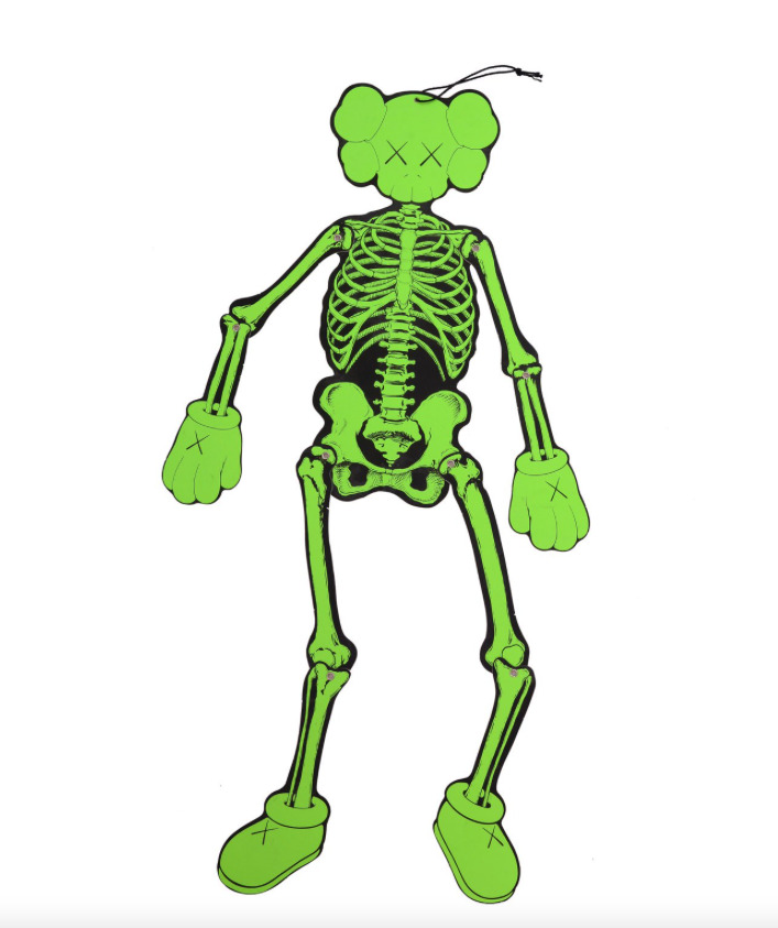 KAWS Companion GREEN Skeleton (2021) jointed wall hanging - halloween decoration