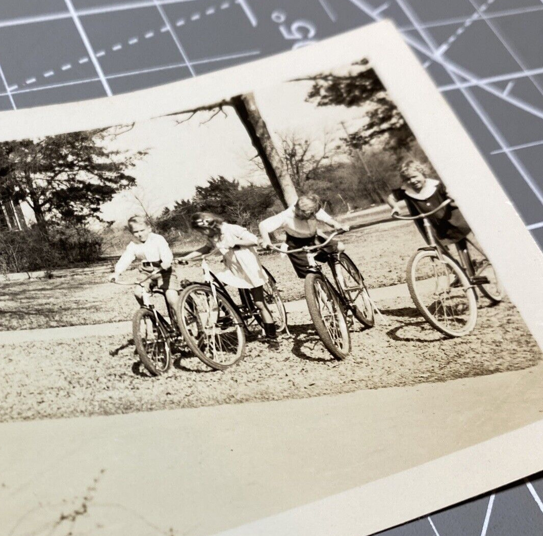 1930\'s Texas Children on bicycles  Vintage Photo Portrait