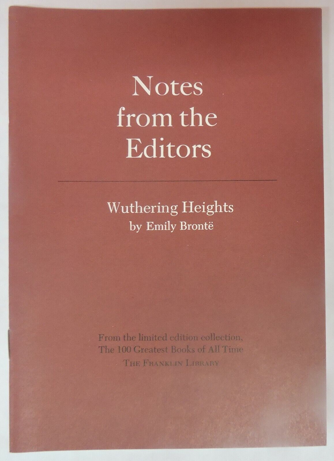 WUTHERING HEIGHTS-EMILY BRONTE-FRANKLIN LIBRARY NOTES FROM EDITORS BOOKLET