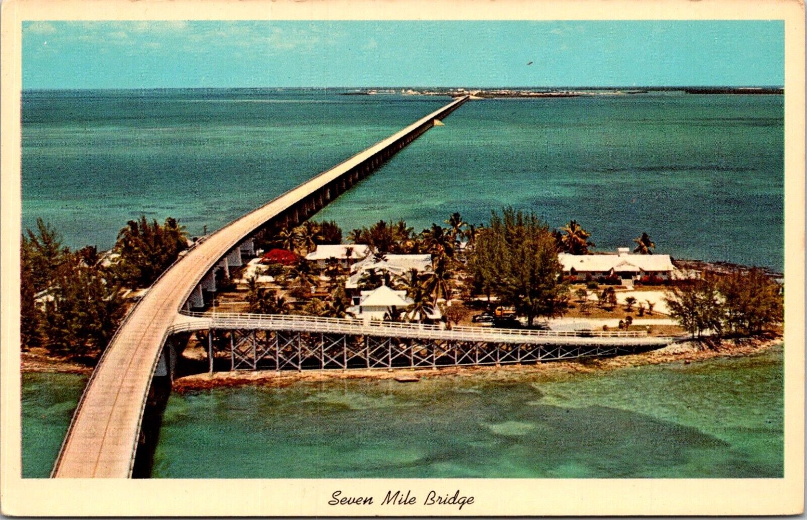 Postcard Pigeon Key To Marathon Key Florida Seven Mile Bridge Vintage