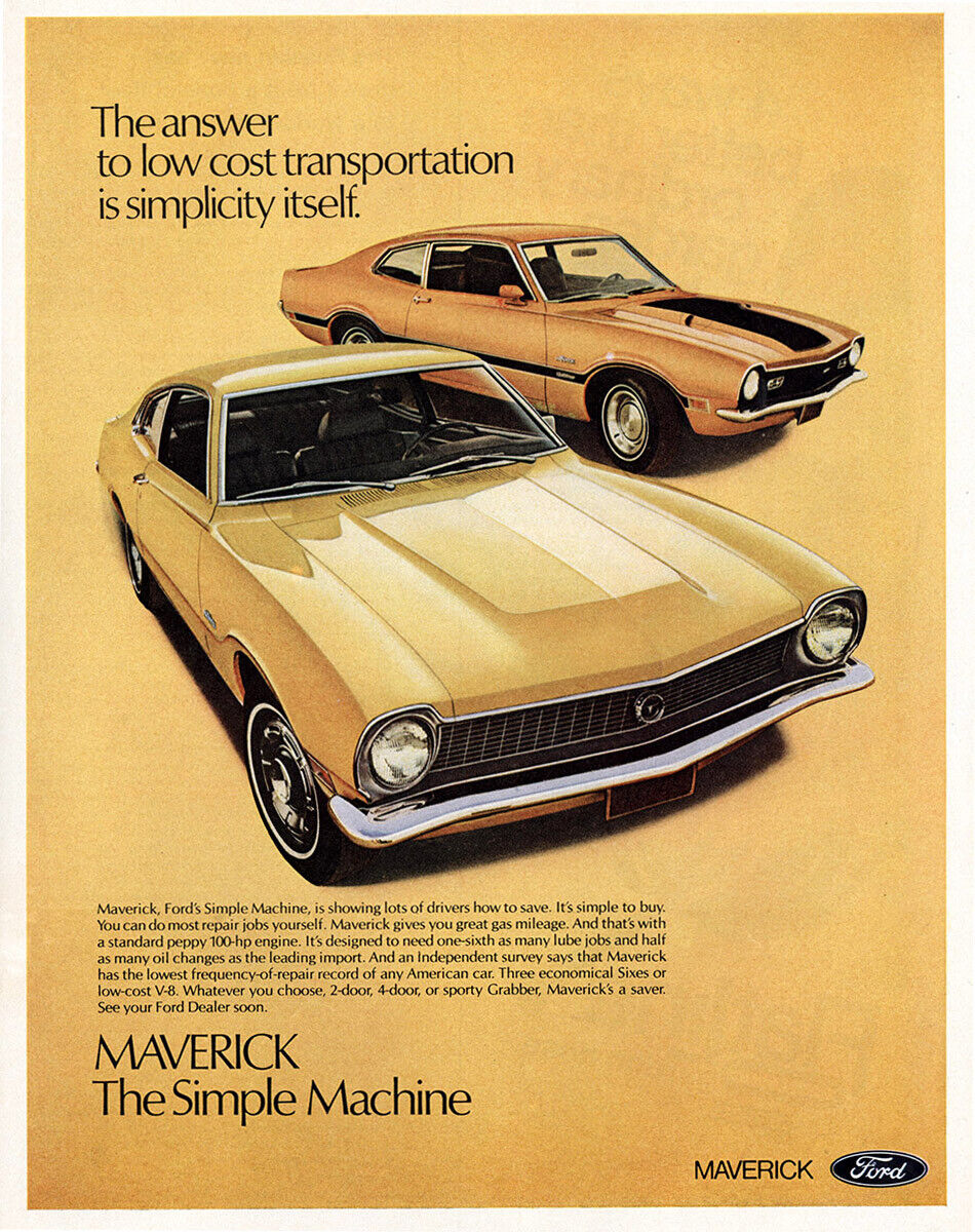 1971 Ford Maverick: The Simple Machine Vintage Print Ad