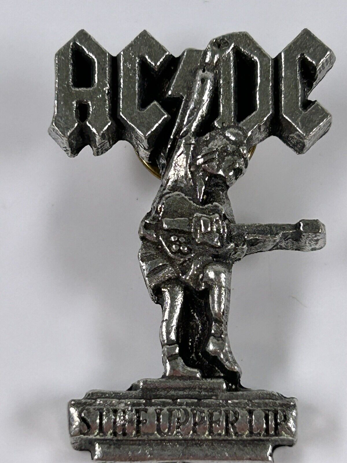 AC DC Angus Young Badge Pin Original Tour Merchandise Stiff Upper Lip Tour 2000