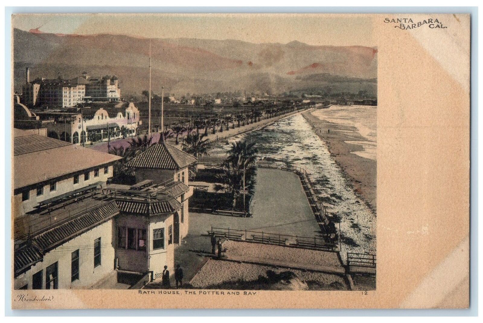 c1905 Bath House The Potter & Bay Seashore Santa Barbara California CA Postcard