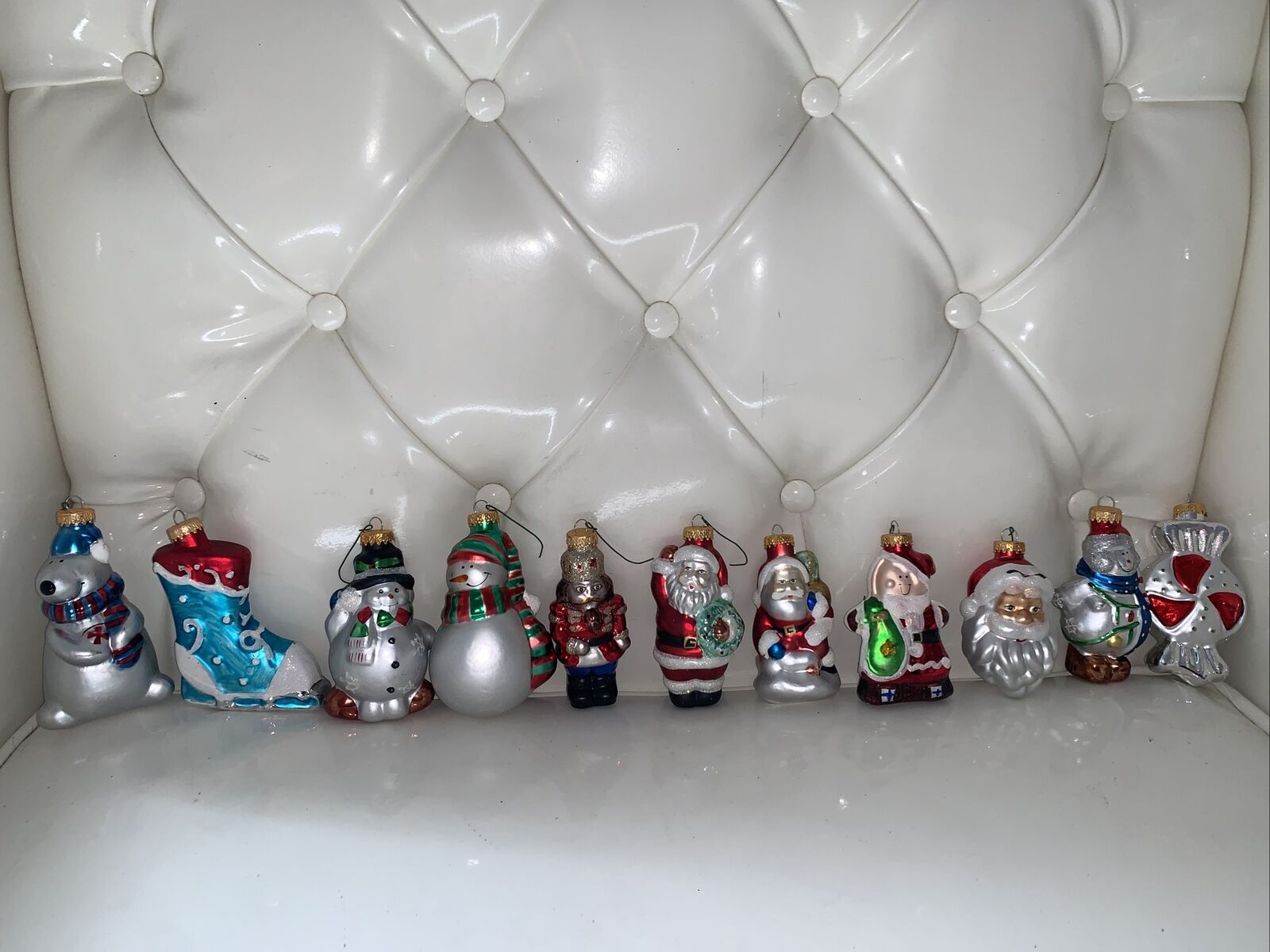 vintage blown glass Hand Painted christmas ornament Lot Of 12
