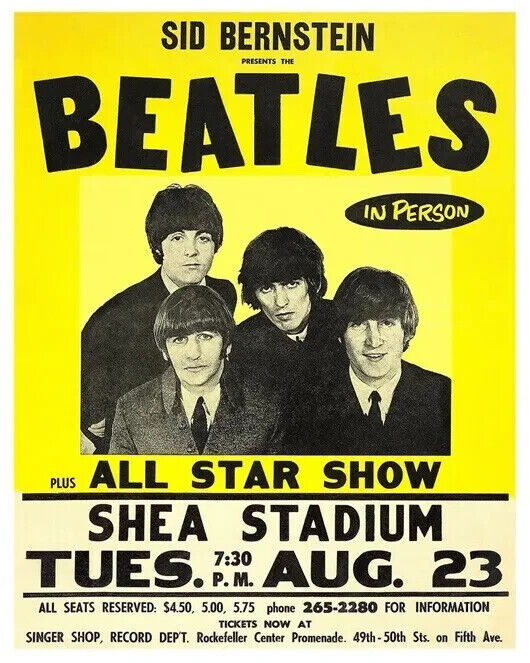 THE BEATLES Poster 1966 at Shea Stadium 8x10 Photo Print