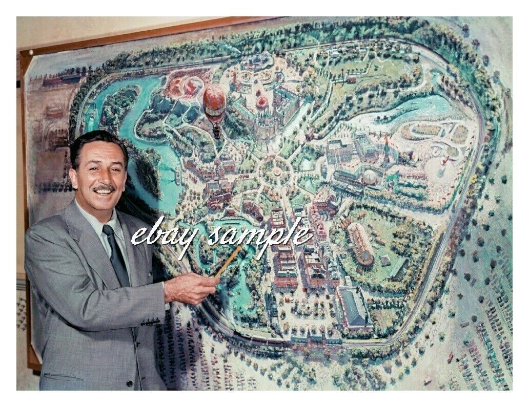 WALT DISNEY PHOTO - Unveils map, early depiction of Disneyland on TV, Oct. 1954