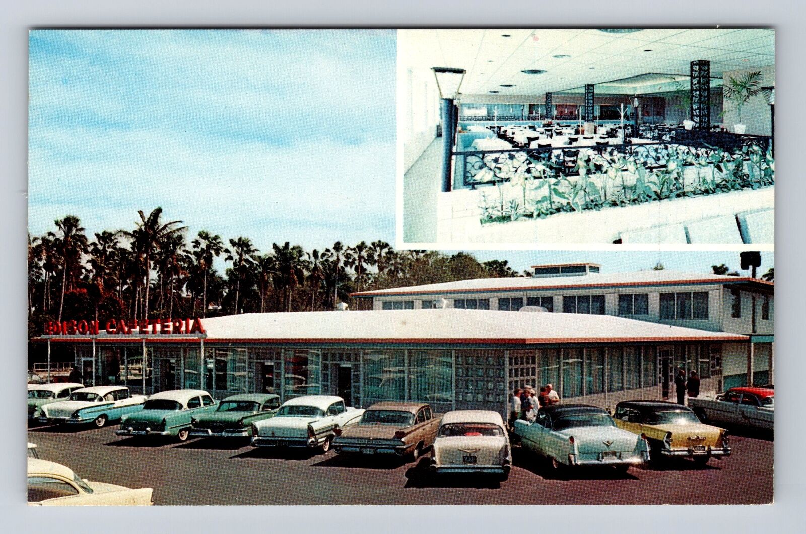Ft Myers FL-Florida, Edison Cafeteria, Lamplighter Restaurant, Vintage Postcard