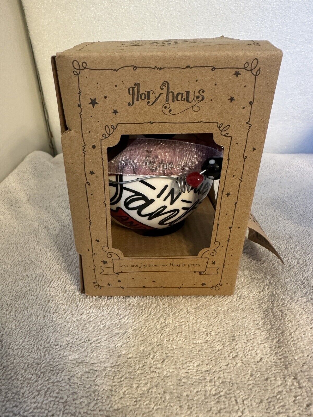 Glory Haus Hand Painted Arkansas We Believe Ceramic Ornament- NEW w/Tag-Hologram