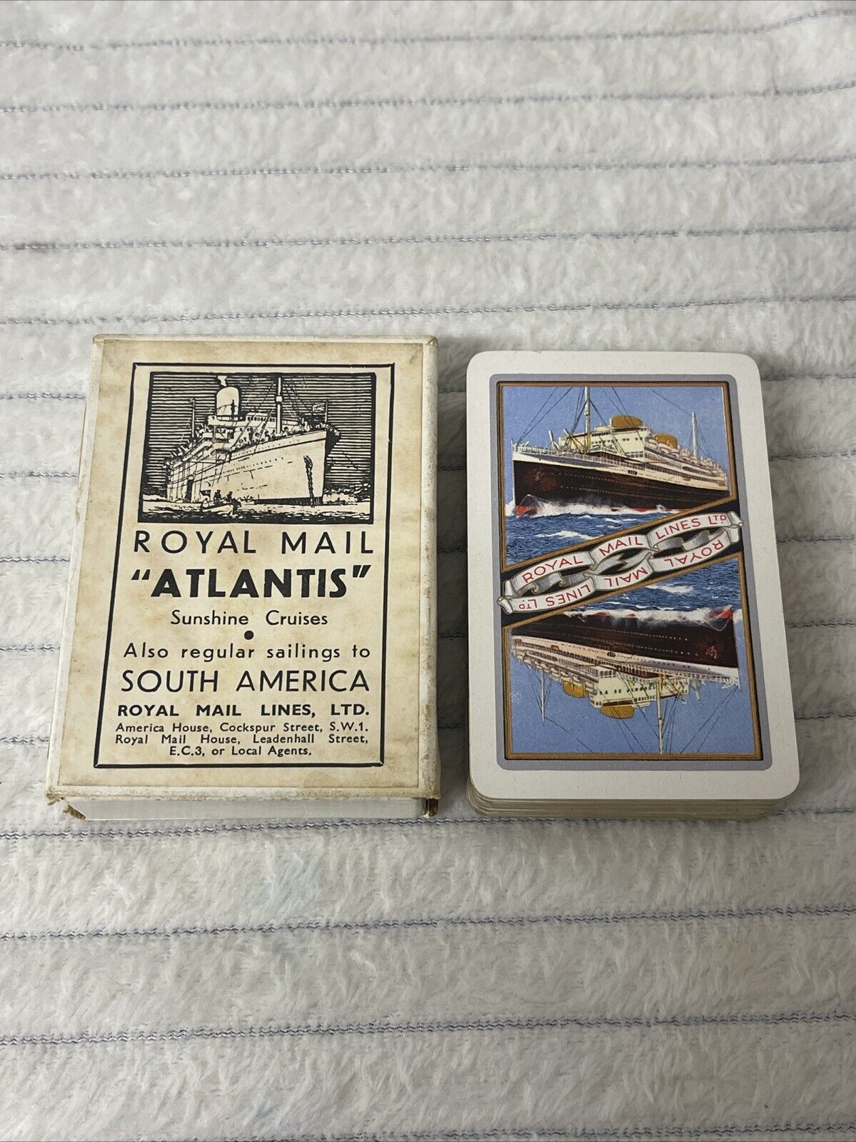 vintage playing cards deck ROYAL MAIL ATLANTIS CRUISE SHIP BOAT waddington C1940