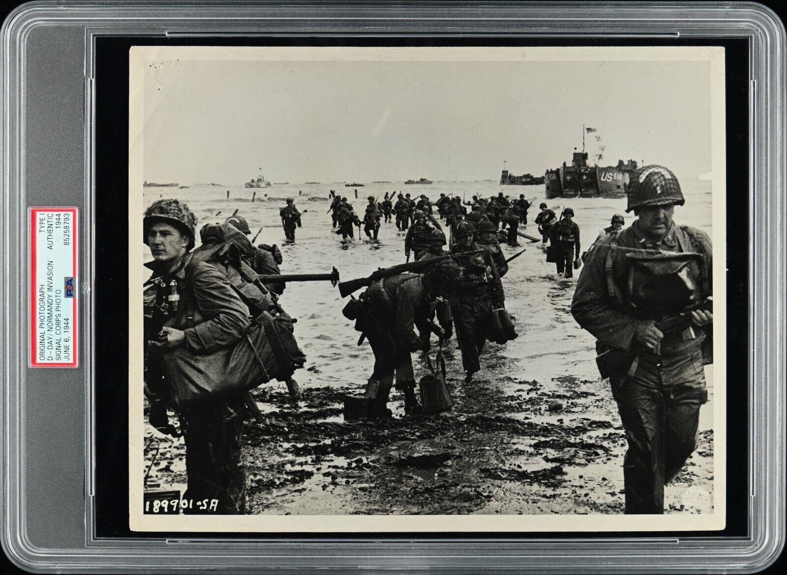 D-Day June 6, 1944 WWII Normandy Invasion PSA Type 1 Superb Original Photo + LOA