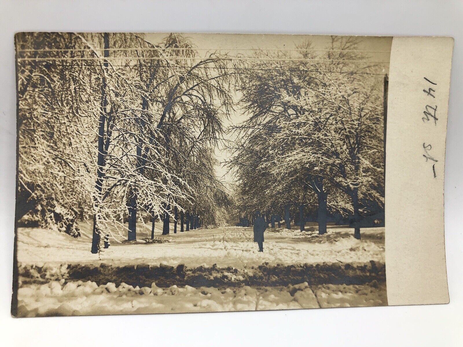 Postcard Easton Pennsylvania 14th Street Snow Covered Street Scene RPPC Unposted