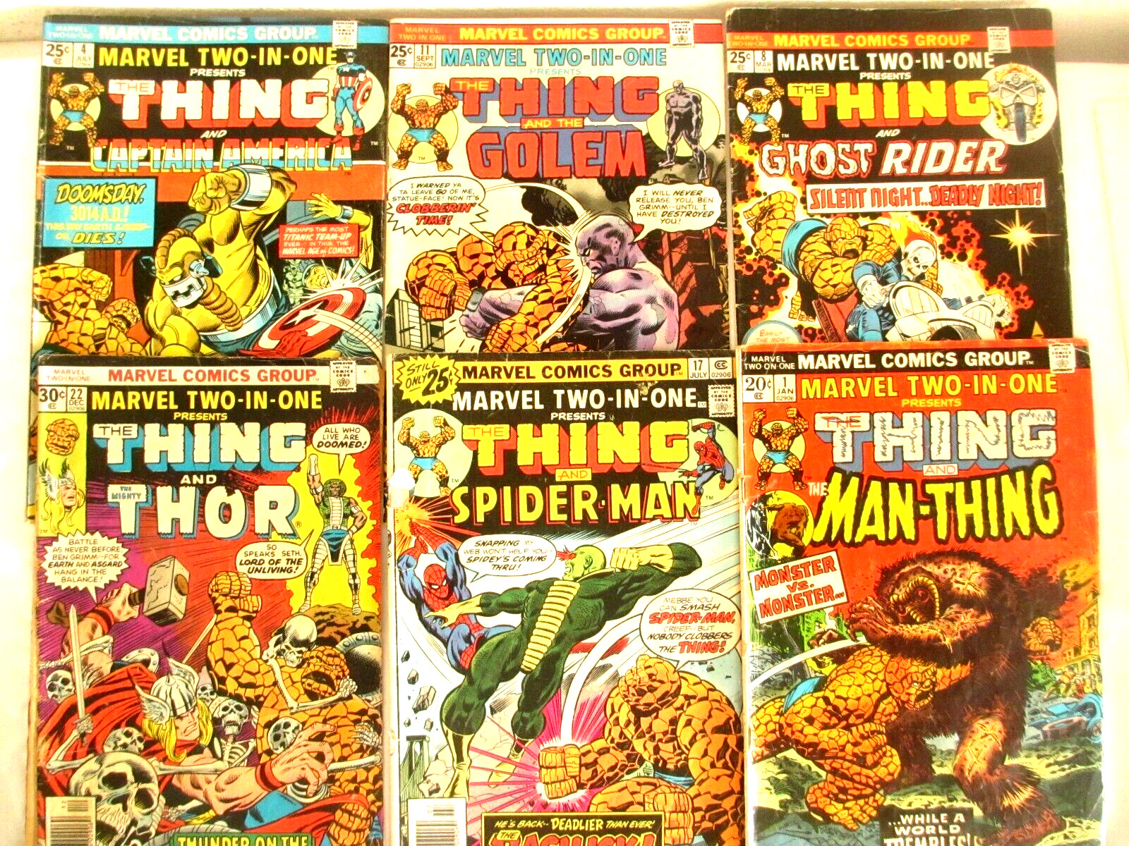 Six Marvel Two-In-One The Thing Comics # 1, 4, 8, 11, 17, 22, 1973-76
