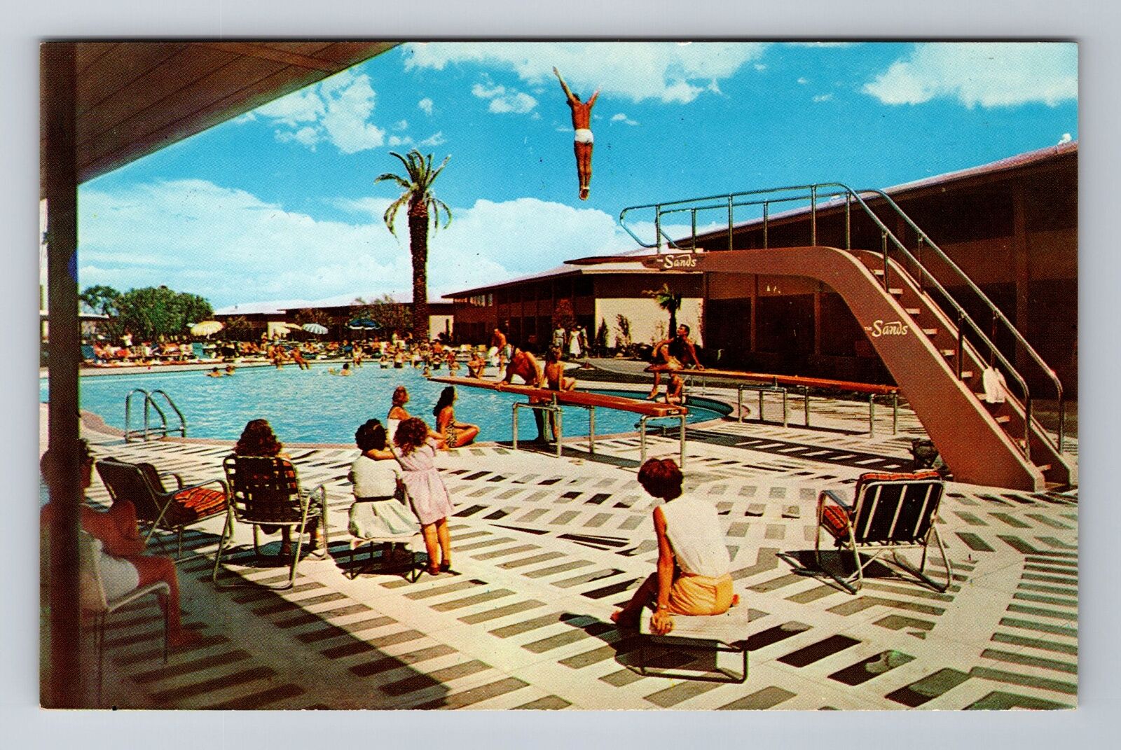 Las Vegas NV-Nevada, Sands Hotel Poolside, Advertising, Antique Vintage Postcard