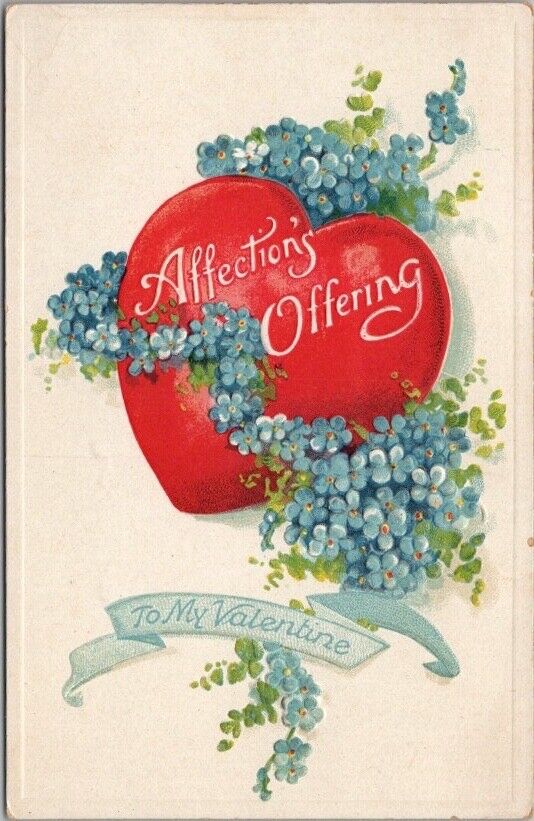 c1910s VALENTINE'S DAY Postcard Forget-Me-Not Flowers 