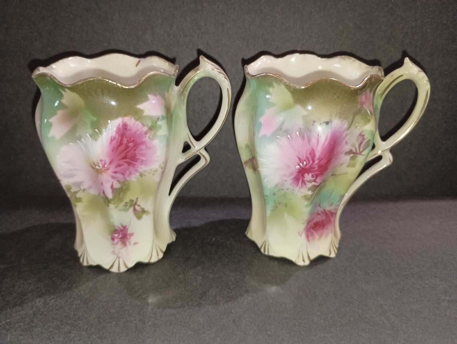 Pair Of Antique RS Prussia Hand Painted Chocolate Cups